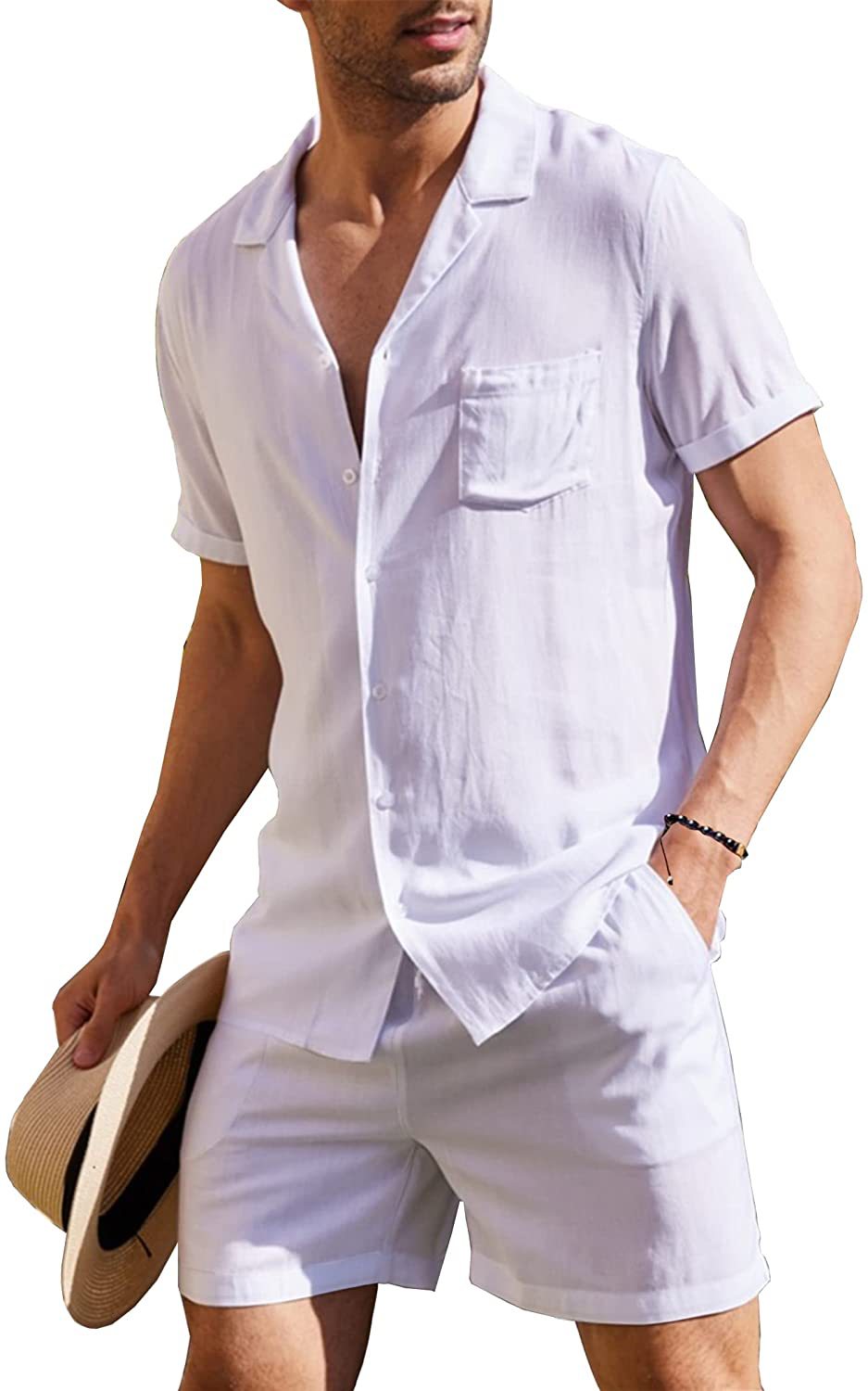 Men Casual Short Sleeve Shirt and Chic Shorts
