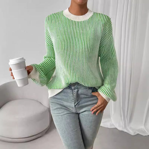 Pull en tricot pour femmes avec un design en côtes larges et des manches ballon décontractées Amarae