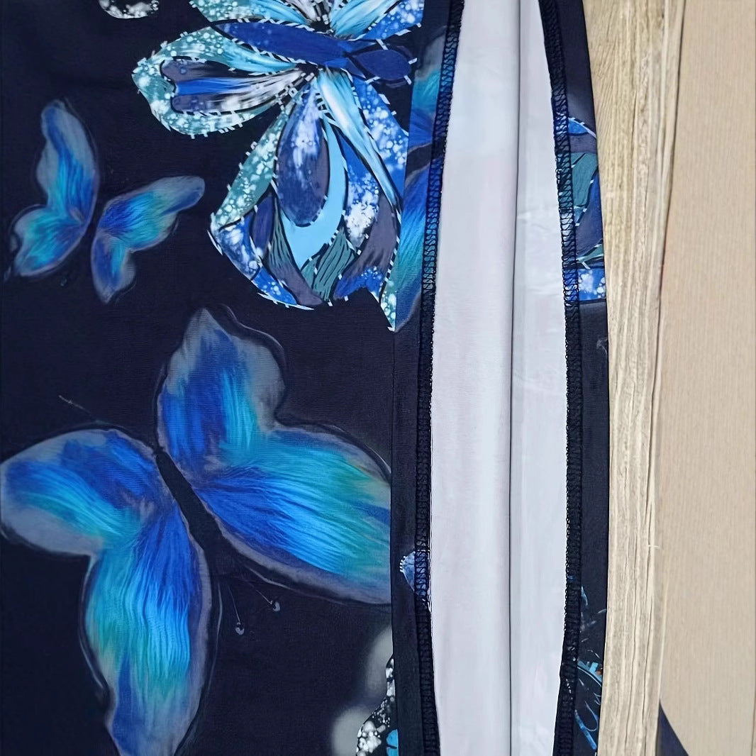 Maxi dress for women with sparkling butterfly design and practical pockets Lune London