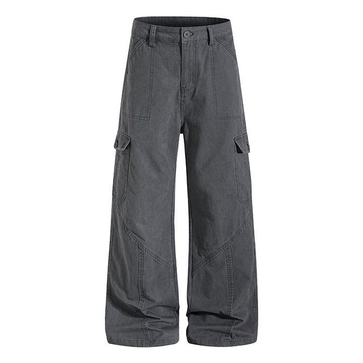 Women Wide Cargo Pants made of Cotton Blend with High Waist and Multifunction Pockets Amarae