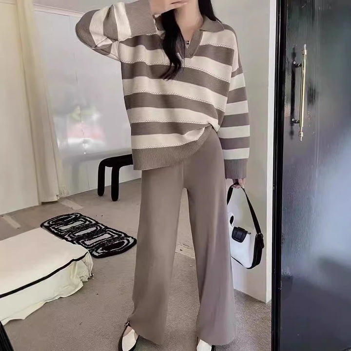 Chic and Stylish Striped Casual Set for Ladies