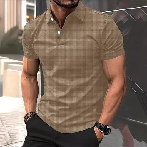 Men's classic short-sleeve polo with textured surface Amarae