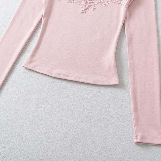 Women's Fitted Long Sleeve Shirt with Lace Bustier Look Amarae