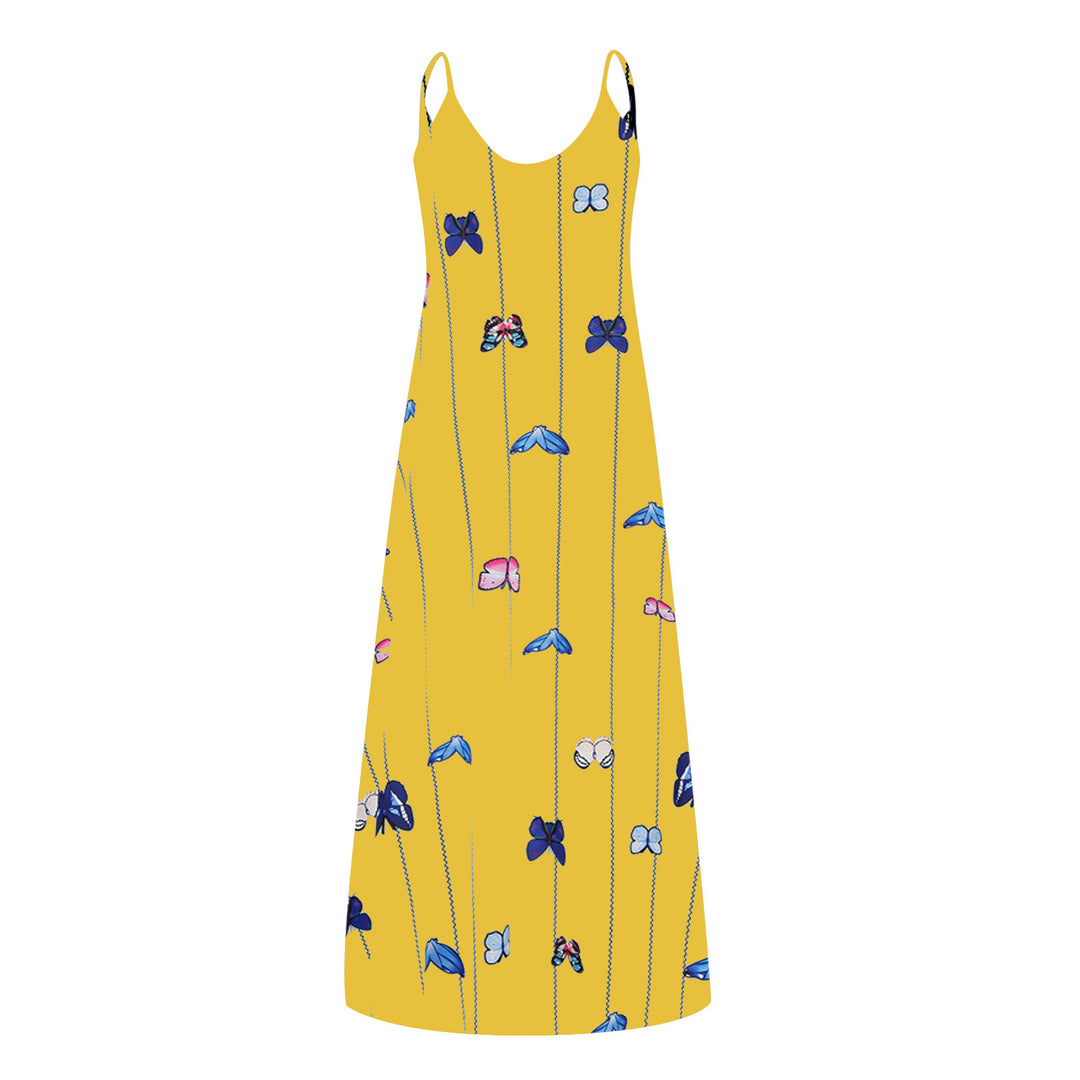 Lune London Floral Maxi Dress for Women with Spaghetti Straps