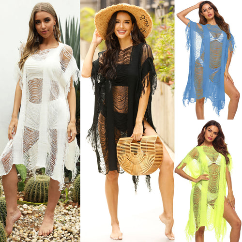 Ladies Bohemian Chic Fringe Cover-up Kaftan Amarae