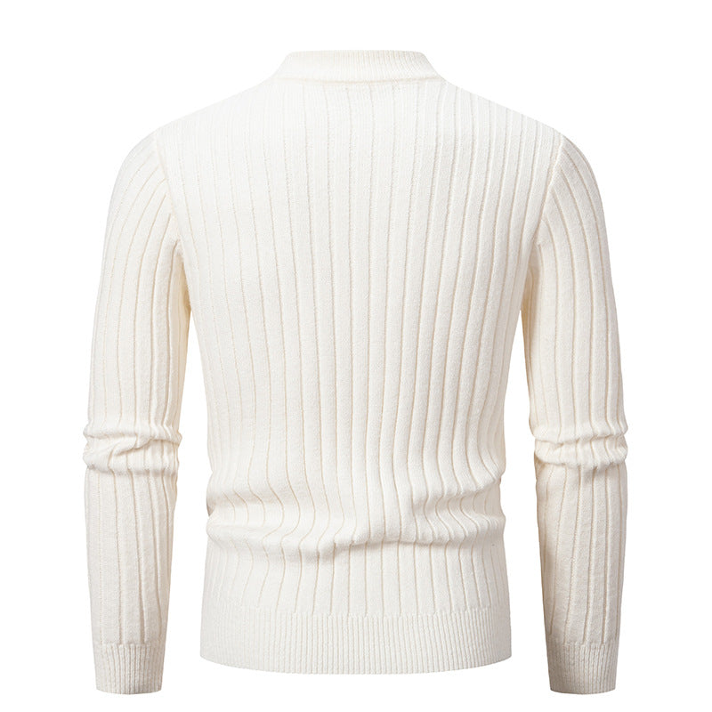 Men's elegant knitted sweater with a modern cable design and a high collar Lune London