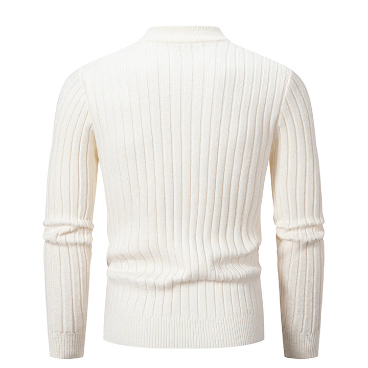 Men's elegant knitted sweater with a modern cable design and a high collar Lune London