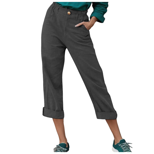 Women Comfortable High-Waisted Linen Harem Pants Amarae