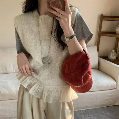 Femmes Pull Moderne à Superposer avec Ourlet Volant Chic & Stil