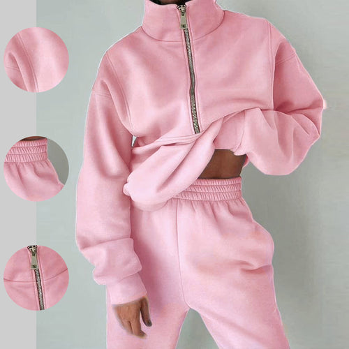 Women's zip hoodie with high collar and casual cut Chic & Stil