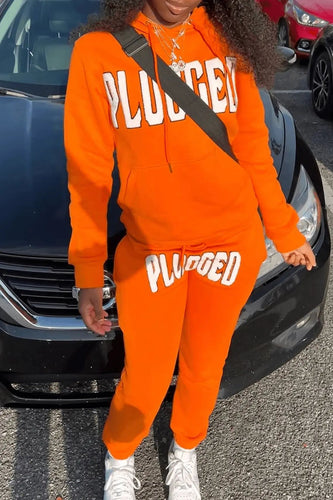 Women's plush hoodie and jogger set with catchy inscription Amarae