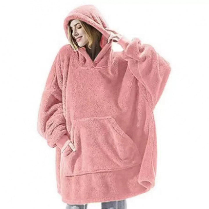 Oversized fleece hooded sweatshirt for women with kangaroo pocket Lune London