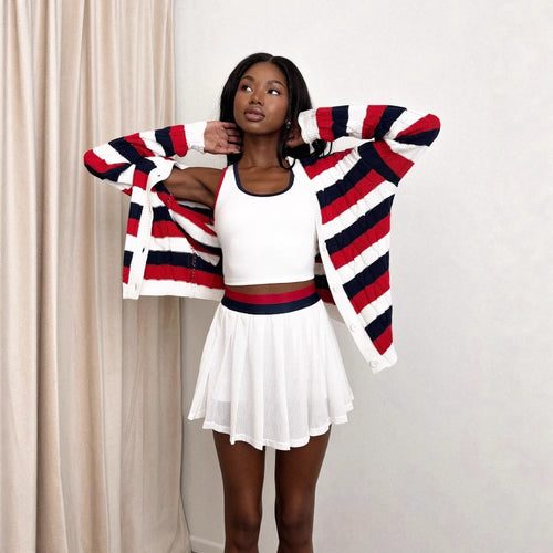 Casual knit jacket for women with modern colorful stripes and a comfortable fit Amarae