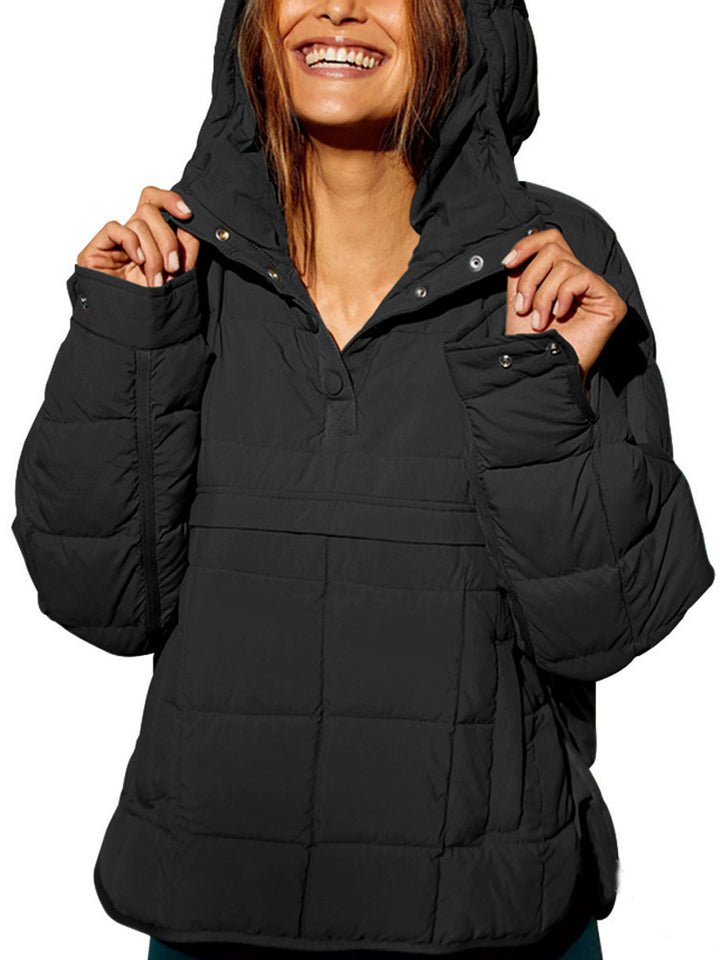 Ladies casual quilted jacket with hood and side pockets Lune London