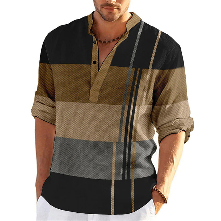 Amarae Casual Striped Popover Shirt for Men