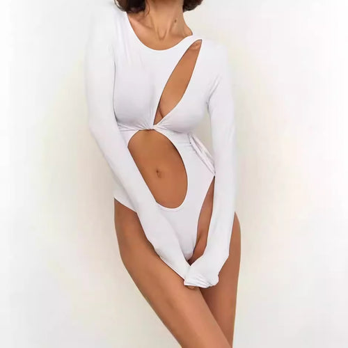 One-piece swimsuit for women with innovative cut and long sleeves Amarae