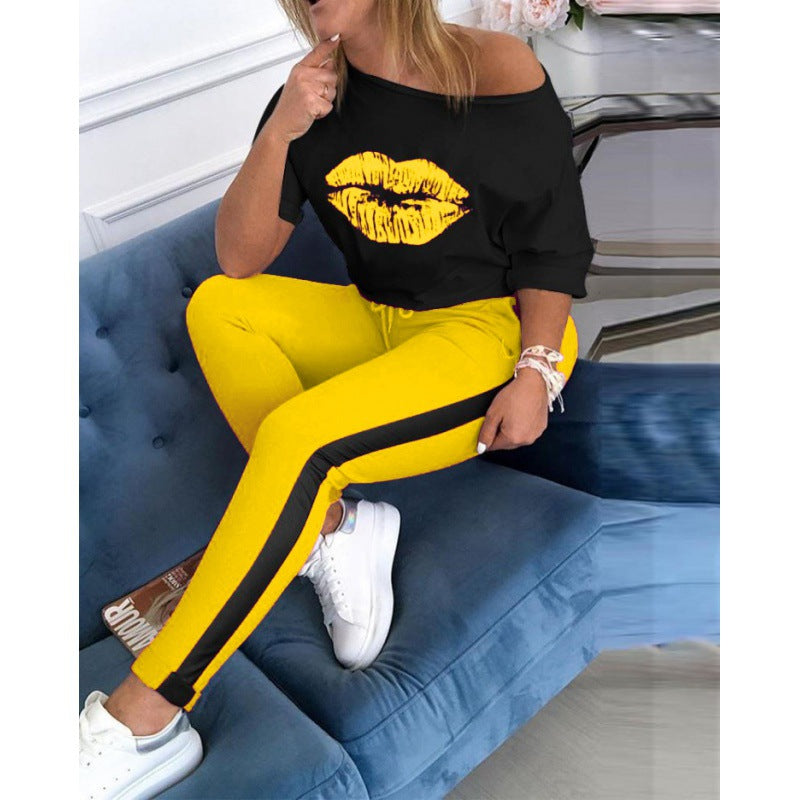 Women's sporty jogger pants with contrasting side inserts Lune London