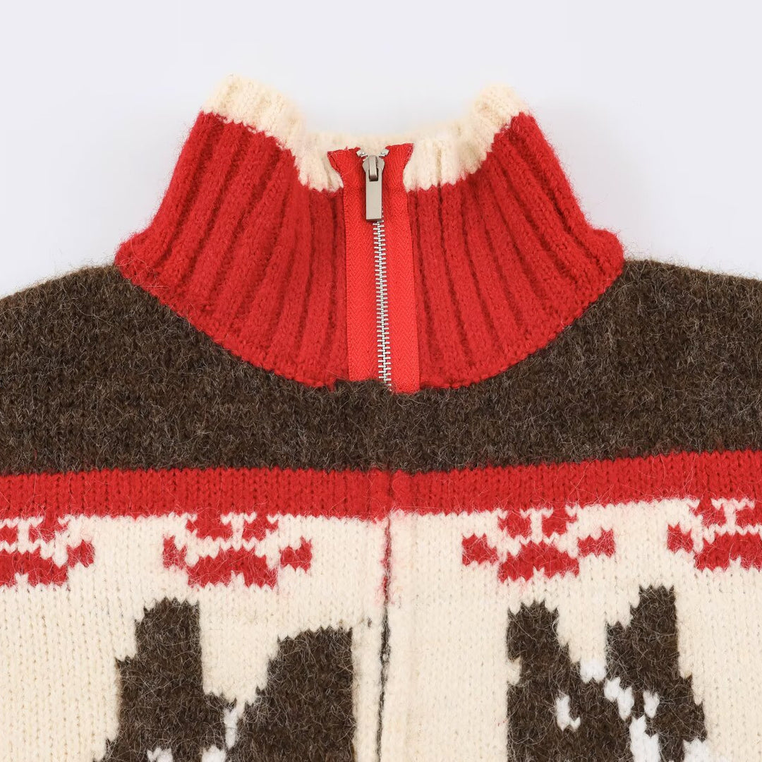 Women's Knit Two-Piece with Zipper Jacket and Flared Wool Blend Skirt Amarae