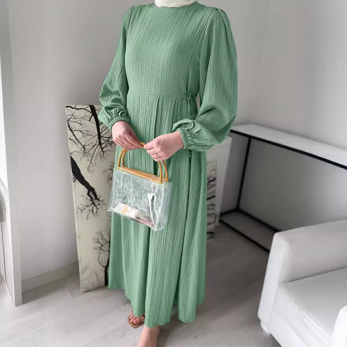 Maxi dress for women with textured design and puff sleeves Amarae