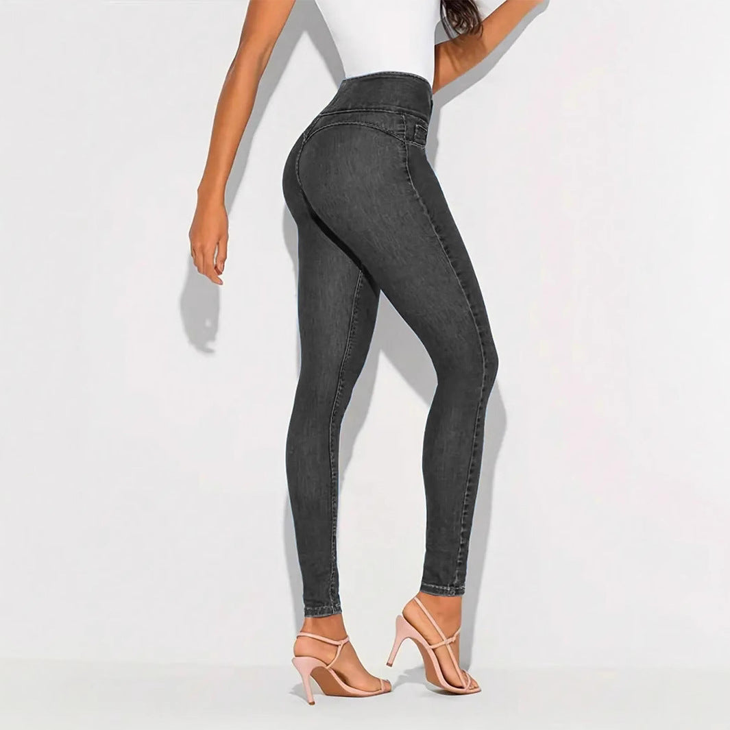 Women High-Waisted Sculpting Skinny Jeans with Waist-Shaping V-Waistband and Push-Up Effect Amarae