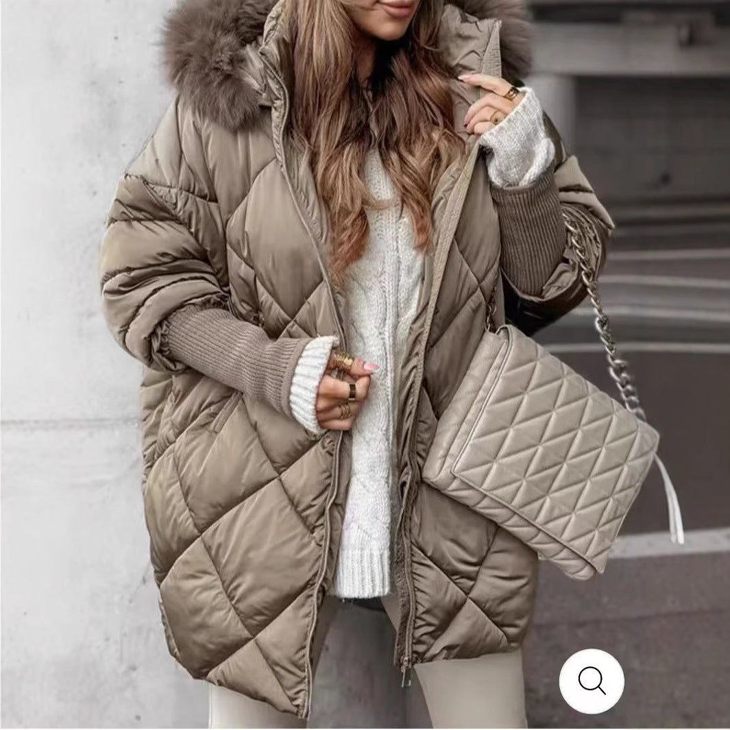 Women's quilted winter parka with detachable hood Lune London