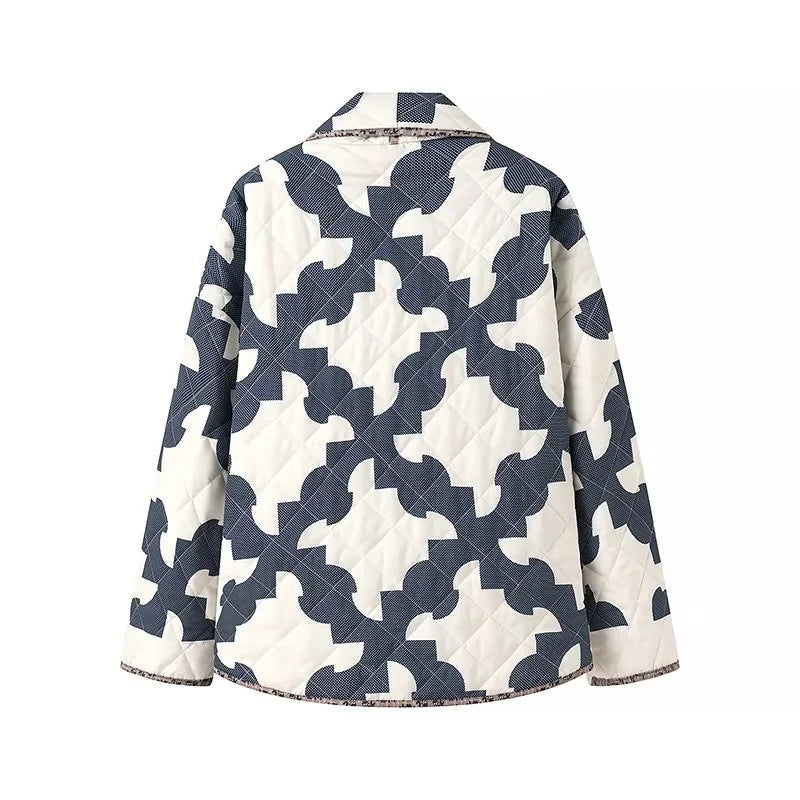 Women's Quilted Patchwork Jacket with Boxy Oversized Silhouette and Wide Kimono Sleeves Amarae