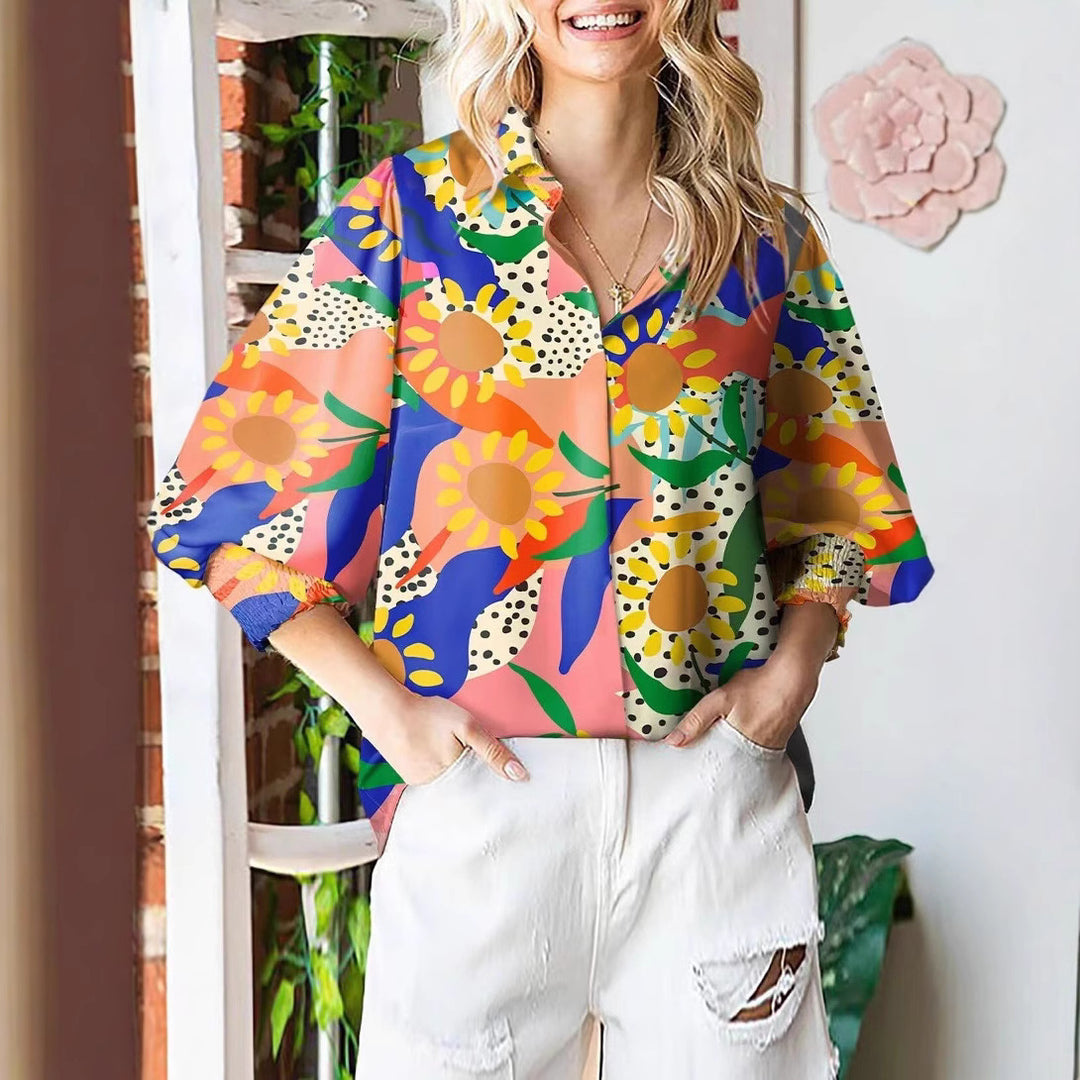 Women Floral Print Top Casual Chic Cut and Style