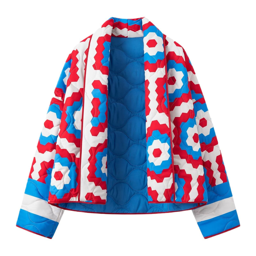 Veste rembourrée pour femmes avec un motif géométrique frappant et une coupe confortable Chic & Stil