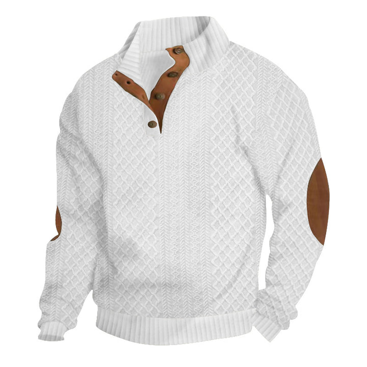 Sweatshirt for men with structured knitted pattern and leather details Lune London