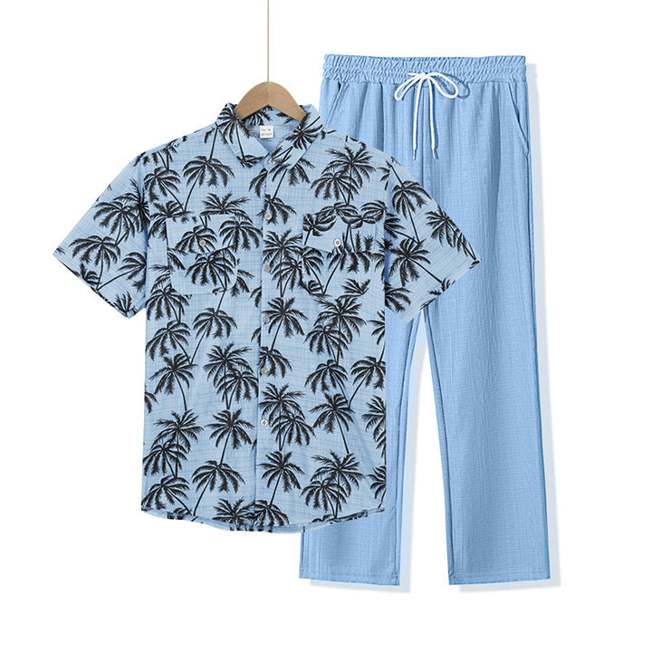Casual men's outfit with tropical print and comfortable pants Lune London