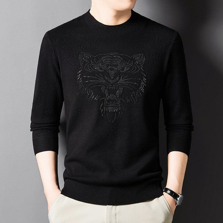 Knitted sweater for men with a unique lion pattern Lune London