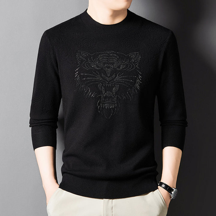 Knitted sweater for men with a unique lion pattern Lune London