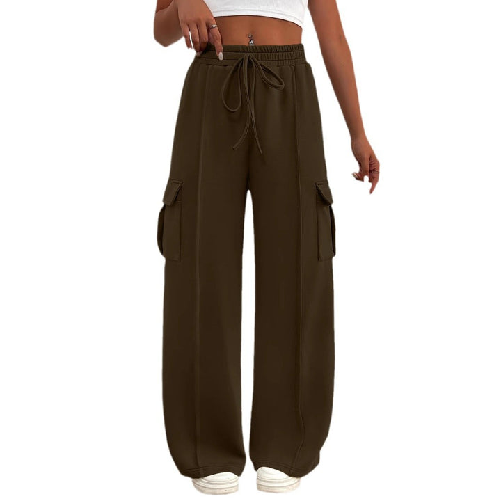 Wide cargo pants for women with elastic waist and practical pockets Lune London