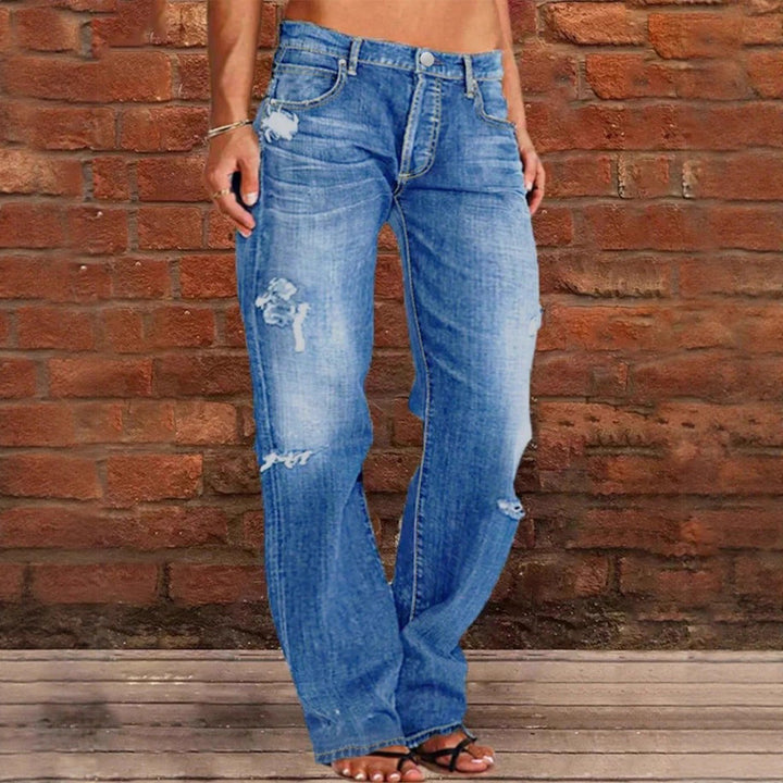 Women's casual loose denim pants in baggy style with distressed rips Amarae