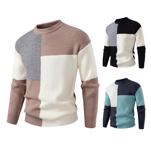 Colored textured fabric sweater for men with a modern fit and a round neck Amarae