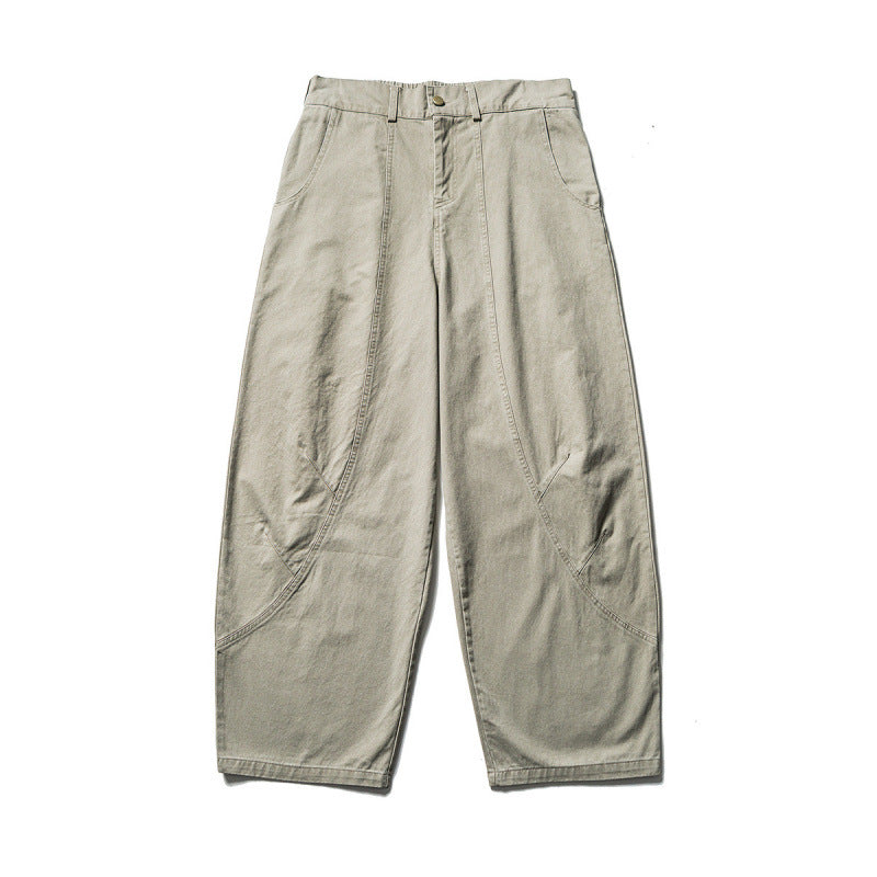 Men's Loose Workwear Pants with Elastic Waistband and Curved Seam Panels Amarae