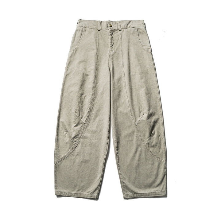 Men's Loose Workwear Pants with Elastic Waistband and Curved Seam Panels Amarae