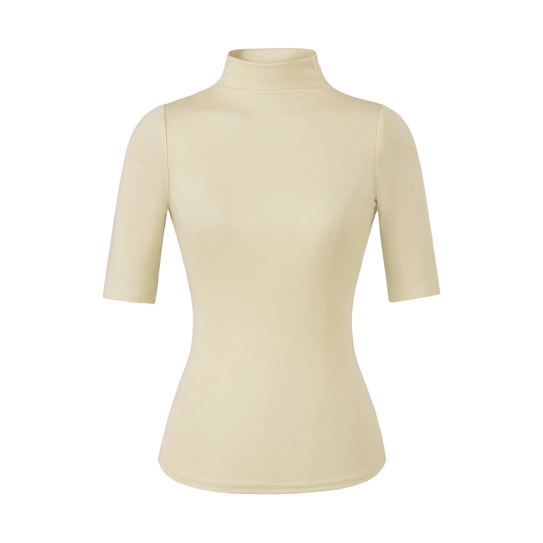 Women's Fitted Stand Collar Shirt with Half-Length Sleeves Amarae