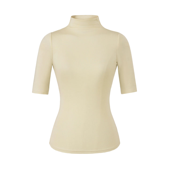 Women's Fitted Stand Collar Shirt with Half-Length Sleeves Amarae