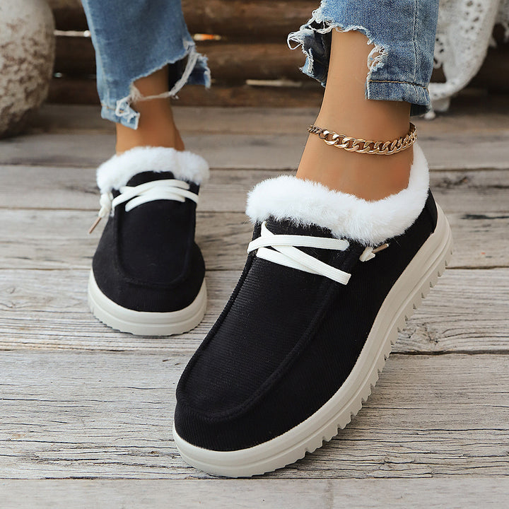 Women's Insulated Slip-On Mules with Teddy Lining and Textured Platform Sole Amarae