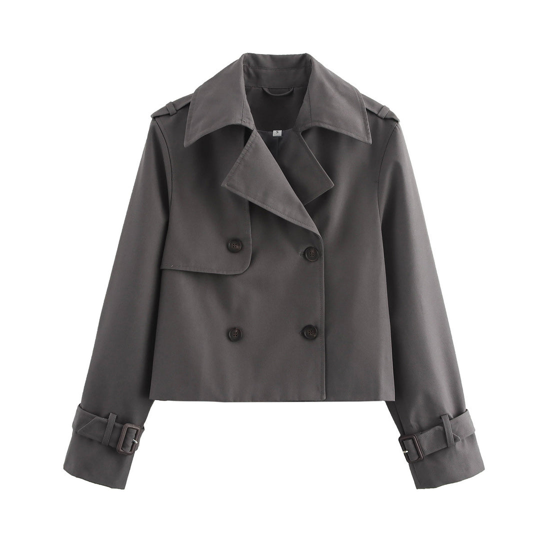 Lune London double-breasted short trench coat for women