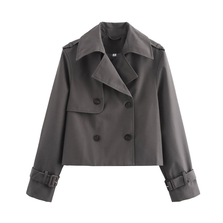 Lune London double-breasted short trench coat for women