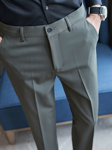 Elegant suit trousers for men, slim fit and fine striped pattern Amarae