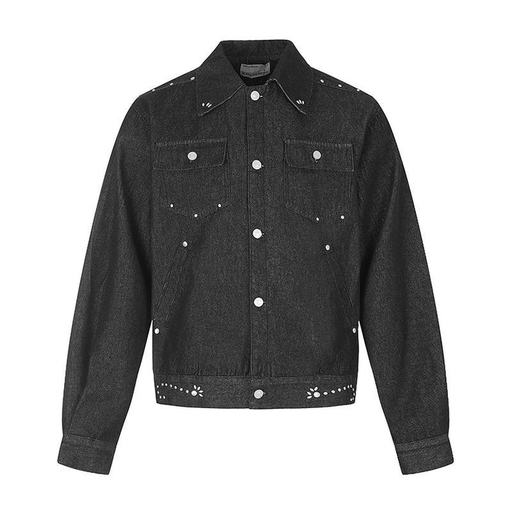 Ladies short trucker jacket made of canvas with decorative eyelets, snap button front and flap pockets Amarae
