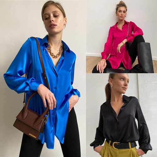 Chemisier en soie élégante pour femmes avec patte de boutonnage Chic & Stil