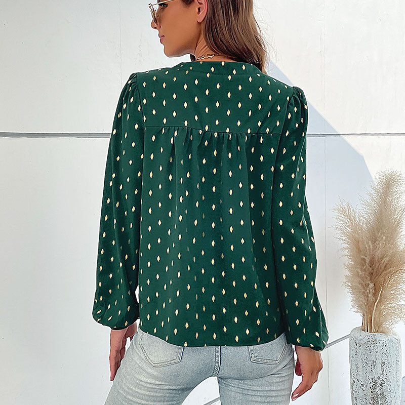 Women's blouse with a delicate pattern and a button placket Lune London