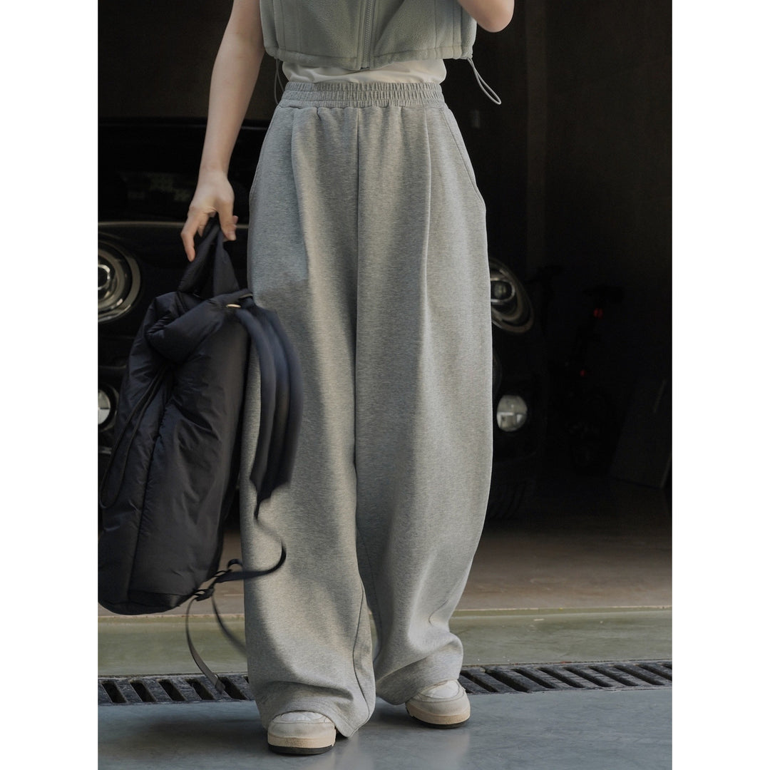 Women Wide High-Waist Lounge Palazzo Sweatpants with Elastic Waistband and Side Pockets Amarae