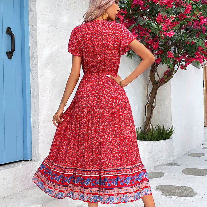 Bohemian Floral Midi Wrap Dress Lune London