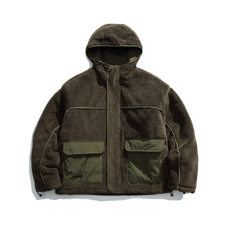 Unisex Kastige Fleece Hoodie with Utility Pockets and Drawstring Hem Amarae