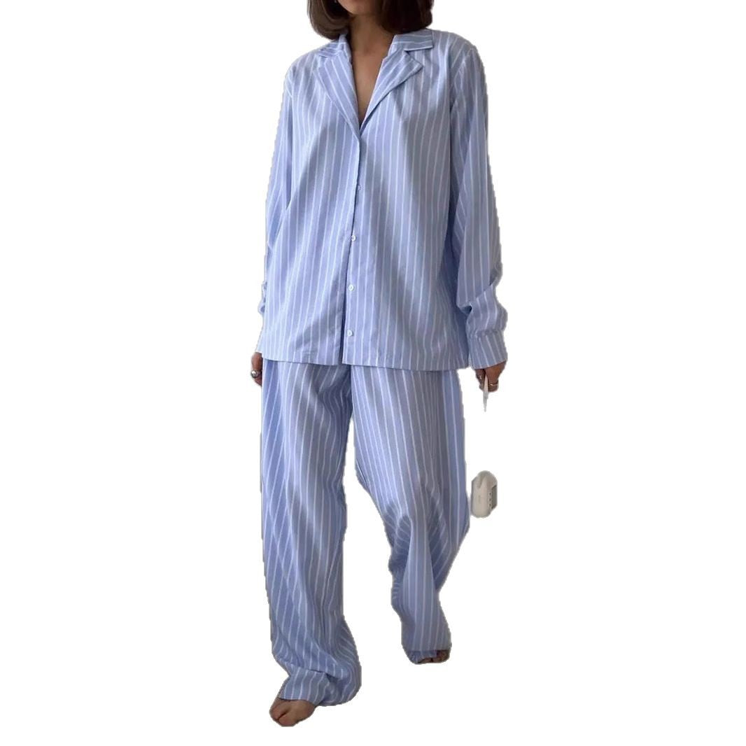 Ladies Luxurious Chic Striped Pajama Set